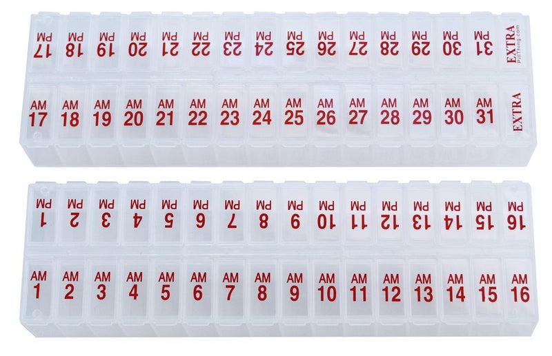 pill thing Twice-a-Day Monthly Large Pill Organizer Set - AM and PM Medication Organizer for the Entire Month. Set Contains 2 Organizers for 1 Month. (New STAY-TIGHT Lids) - Image 1